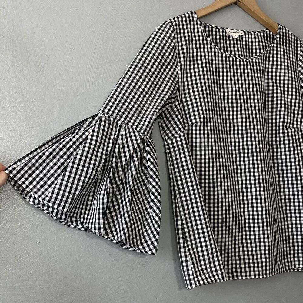 🌸 3/$15 Jane and Delancey Black and White Gingham Blouse - Picture 2 of 7